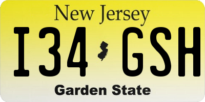 NJ license plate I34GSH