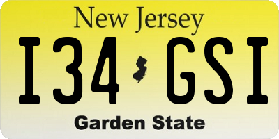 NJ license plate I34GSI
