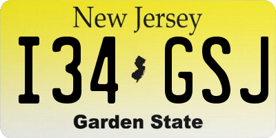 NJ license plate I34GSJ