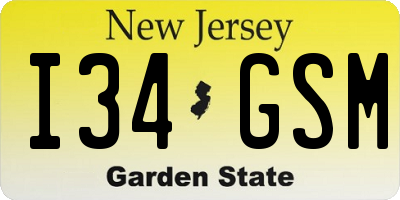 NJ license plate I34GSM
