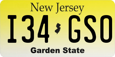 NJ license plate I34GSO