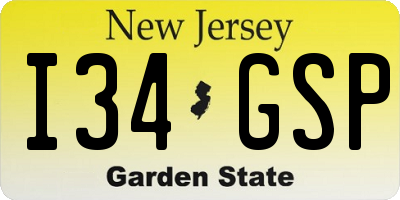 NJ license plate I34GSP