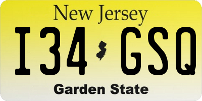 NJ license plate I34GSQ