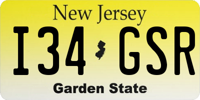 NJ license plate I34GSR