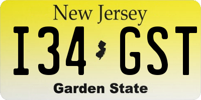 NJ license plate I34GST