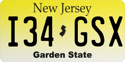 NJ license plate I34GSX