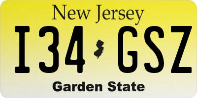 NJ license plate I34GSZ