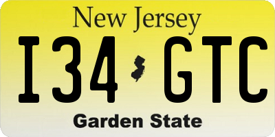NJ license plate I34GTC