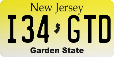NJ license plate I34GTD