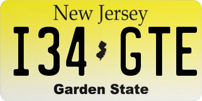 NJ license plate I34GTE