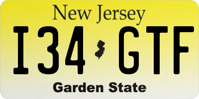 NJ license plate I34GTF