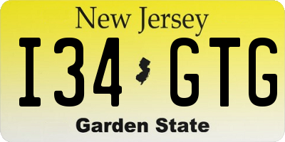 NJ license plate I34GTG