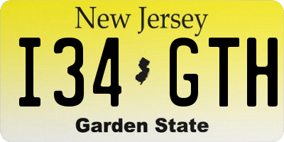 NJ license plate I34GTH