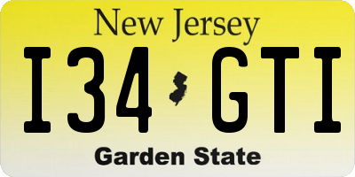 NJ license plate I34GTI