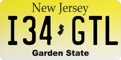 NJ license plate I34GTL