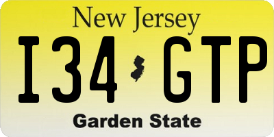 NJ license plate I34GTP