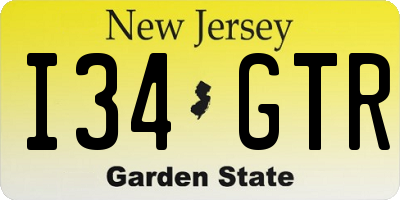 NJ license plate I34GTR