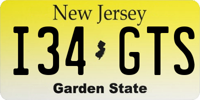 NJ license plate I34GTS