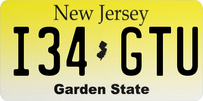 NJ license plate I34GTU