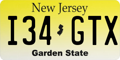 NJ license plate I34GTX