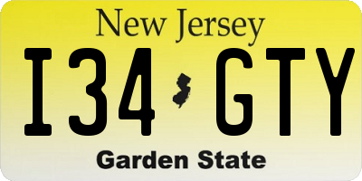 NJ license plate I34GTY