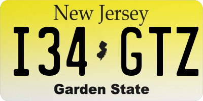 NJ license plate I34GTZ