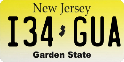 NJ license plate I34GUA