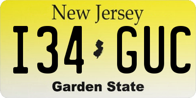 NJ license plate I34GUC