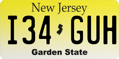 NJ license plate I34GUH