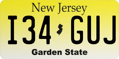 NJ license plate I34GUJ