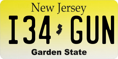 NJ license plate I34GUN