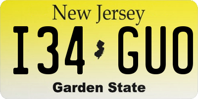 NJ license plate I34GUO