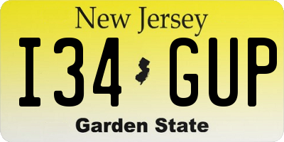 NJ license plate I34GUP