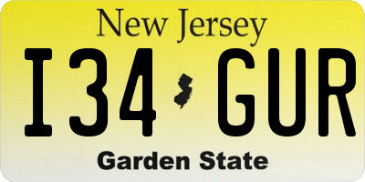 NJ license plate I34GUR