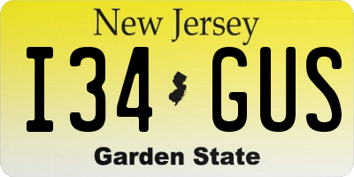 NJ license plate I34GUS