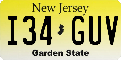 NJ license plate I34GUV