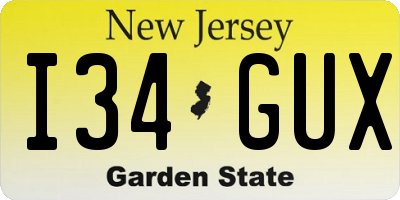 NJ license plate I34GUX