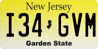 NJ license plate I34GVM