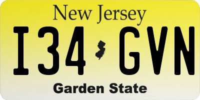 NJ license plate I34GVN