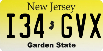 NJ license plate I34GVX
