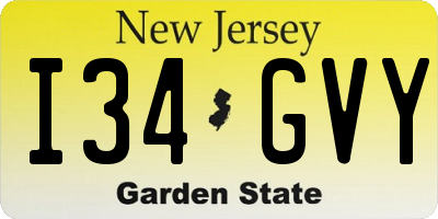 NJ license plate I34GVY