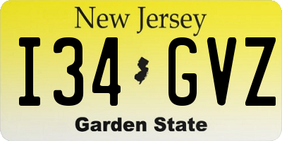 NJ license plate I34GVZ