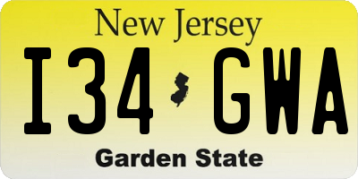 NJ license plate I34GWA