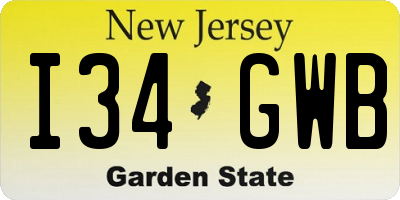 NJ license plate I34GWB