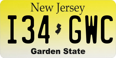 NJ license plate I34GWC