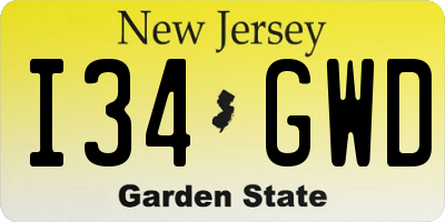 NJ license plate I34GWD