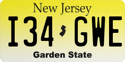 NJ license plate I34GWE