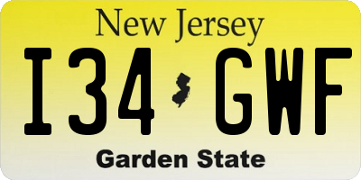 NJ license plate I34GWF