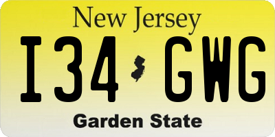 NJ license plate I34GWG