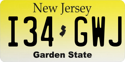 NJ license plate I34GWJ